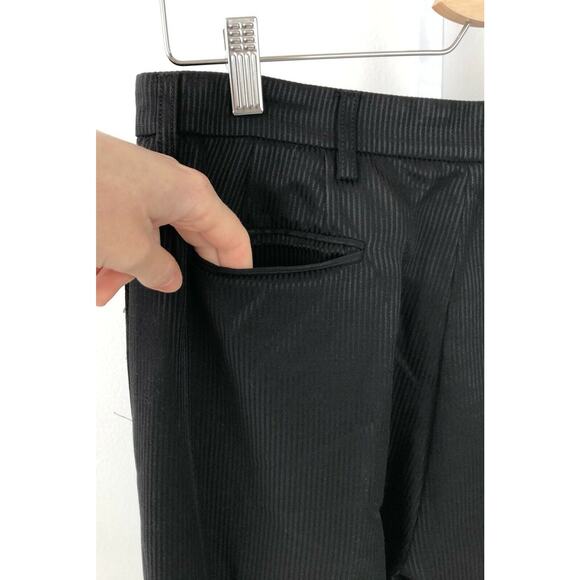 ULTRA OZBEK Italy Woven Striped Dress Pants Pinstripe Trousers Black 44 US 10 - Picture 11 of 12